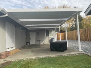 Installed patio cover providing shade and protection for outdoor space